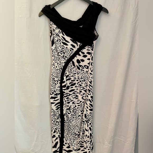 Vintage Y2K Cache Elegant Black White Leopard Print Sequin Dress - Picture 2 of 7